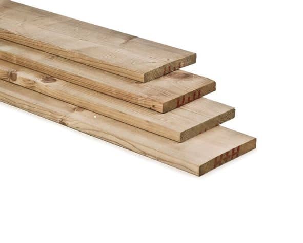 Vuren | plank | geschaafd | 28x145mm | groen geïmpregneerd