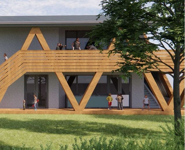 Massief gelamineerde lariks constructie basisschool | Breugel