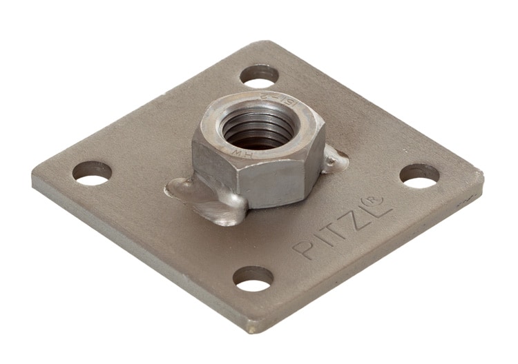 Pitzl bovenplaat+vastgelaste moer | M20 | 80x80x5mm