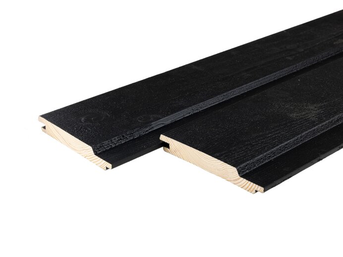 Vuren | channelsiding | zwart | 18x145mm | werkend 125mm