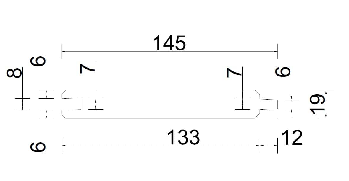 Eiken k.d. | vellingdeel | 19x145x3000mm | werkend 133mm